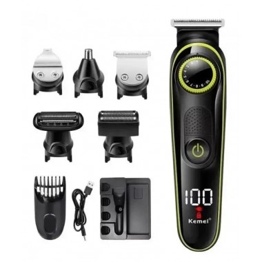 Машинка для стрижки волос 5 в 1 Kemei KM-696 Черный Триммер для стрижки и окантовки бороды