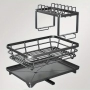 Органайзер-сушилка для посуды 2-х уровневый 102-30 / Сушка для посуды с поддоном / Настольная сушилка