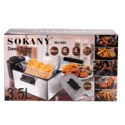 Электрическая фритюрница SOKANY WJ-800, 3,5 л, 2000 Вт, с крышкой, съёмной чашей и защитой от перегрева