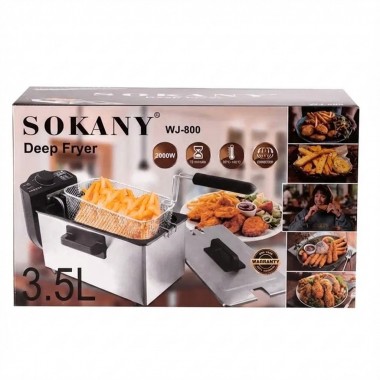 Электрическая фритюрница SOKANY WJ-800, 3,5 л, 2000 Вт, с крышкой, съёмной чашей и защитой от перегрева Электрическая фритюрница SOKANY WJ-800, 3,5 л, 2000 Вт, с крышкой, съёмной чашей и защитой от перегрева