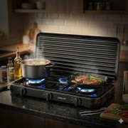 Настольная газовая плита Sokany SK07003 на 3 конфорки / Настольная плита газовая / Газовый Таганок