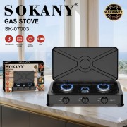 Настольная газовая плита Sokany SK07003 на 3 конфорки / Настольная плита газовая / Газовый Таганок