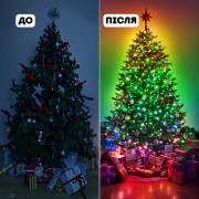 Светодиодная RGB 10м гирлянда на елку или новогоднего декора в дом или на улицу водонепроницаемая IP65 с управлением SMART