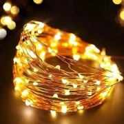 Новогодняя LED гирлянда с серым проводом с пультом управления и питанием от USB Капля Росы Теплый Белый 20м