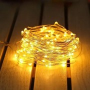 Новогодняя LED гирлянда с серым проводом с пультом управления и питанием от USB Капля Росы Теплый Белый 20м