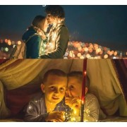 Новогодняя LED гирлянда с серым проводом с пультом управления и питанием от USB Капля Росы Теплый Белый 20м