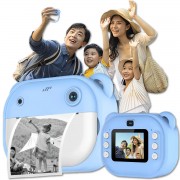 Детский фотоаппарат мгновенной печати JE-ET, 24 Мп, термопринтер, синий