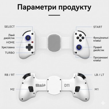 Раздвижной беспроводной геймпад BSP-D11 для смартфона/планшета, iOS/Android/PC/Switch