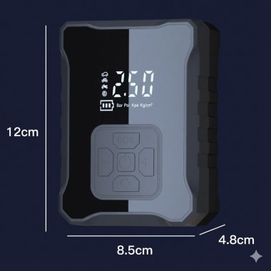 Автомобильный аккумуляторный компрессор с насадками и LED-фонариком М-007