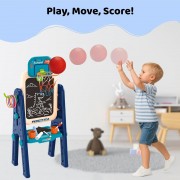 Детский двусторонний мольберт OLEOCA 4-в-1 с магнитной доской, меловой доской и набором аксессуаров