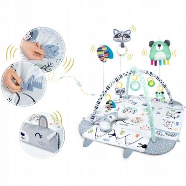 Развивающий коврик Ricokids с дугами и игрушками, белый/серый, 110×100 см