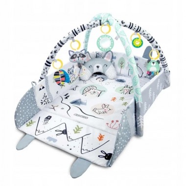 Развивающий коврик Ricokids с дугами и игрушками, белый/серый, 110×100 см