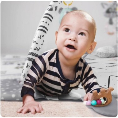 Развивающий коврик Ricokids с дугами и игрушками, белый/серый, 110×100 см