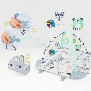 Развивающий коврик Ricokids с дугами и игрушками, белый/серый, 110×100 см