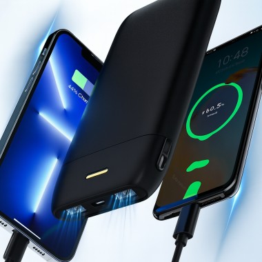 Повербанк LENYES PX167 10000 mAh с LED-индикатором и 2 USB, черный