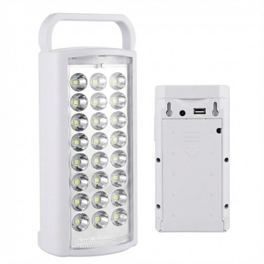 Аварийный аккумуляторный фонарь белый корпус HER-TEX HT-2626, 24 LED, USB, до 80 часов