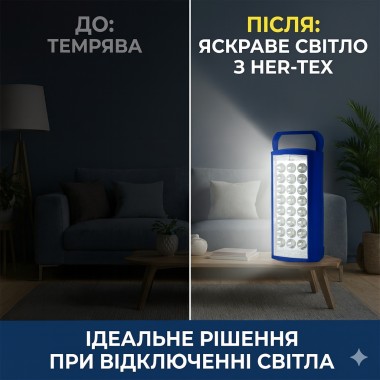 Перезаряжаемый LED-фонарь Синий корпус HER-TEX HT-2626, 24 LED, USB, до 80 часов