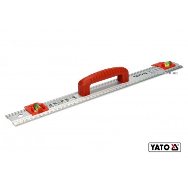 Алюминиевая линейка с ручкой YATO: 1000 x 59 x 2 мм, 2 капсулы