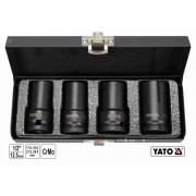 Торцеві головки ударні для зриву гвинтів YATO: квадрат-1/2", L=55мм; М17, 18.5, 21.5, 26 мм, 4шт