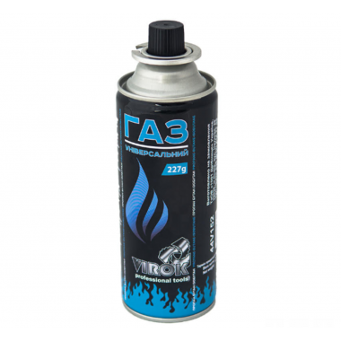 Баллон газовый 1-разовый VIROK с цанговым соединением (быстрым) 227g/392ml. (E417) [4/28]