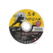 Диск відрізний по металу/нержав. сталі NINJA : Ø= 115 х 22.23 мм, t= 1,0 мм [25шт/уп/400]