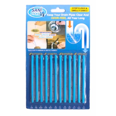 10 наборів паличок для усунення засмічень в трубах Sani Sticks