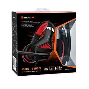 Наушники REAL-EL GDX-7600 Black/Red (EL124100028)