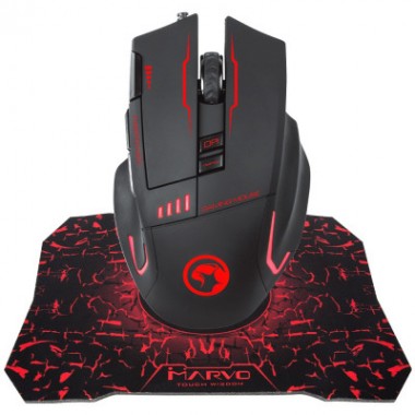 Мышка Marvo G909L USB з ігровою поверхнею G1 Black (G909L+G1) Мышка Marvo G909L USB з ігровою поверхнею G1 Black (G909L+G1)