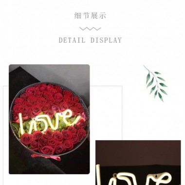 Неоновый ночник-светильник надпись Love LED для комнаты usb + батарейки