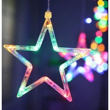 Гірлянда штора STAR CURTAIN MULTI 7753 Зірки, різнокольорова