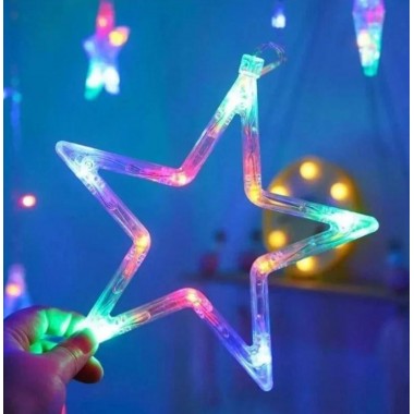 Гірлянда штора STAR CURTAIN MULTI 7753 Зірки, різнокольорова