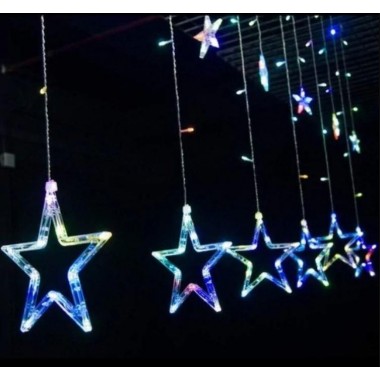 Гірлянда штора STAR CURTAIN MULTI 7753 Зірки, різнокольорова