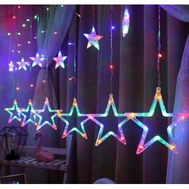 Гірлянда штора STAR CURTAIN MULTI 7753 Зірки, різнокольорова