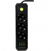 Подовжувач UA Power F43U 3USB на 3 розетки, 4 м, чорний