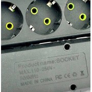 Подовжувач UA Power F43U 3USB на 3 розетки, 4 м, чорний