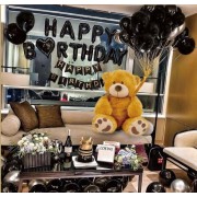 Набор воздушных шаров для фото на день рождения Happy Birthday (черный)