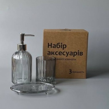 Набор для ванной комнаты Glass из 3-х предметов стекло Набор для ванной комнаты Glass из 3-х предметов стекло