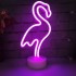 Неоновый ночник-светильник Фламинго LED для комнаты работает от батареек и USB