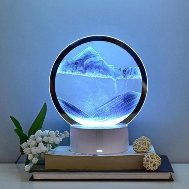 Ночник 3D зыбучие пески с Led подсветкой 7 режимов синий песок