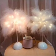 Декоративный светильник-ночник перья на дереве 21см Pink