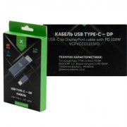 Кабель мультимедийный USB-C to DisplayPort M 1.5m v1.2 4K60Hz PD 100W port Vinga (VCPVCCD1215PD)