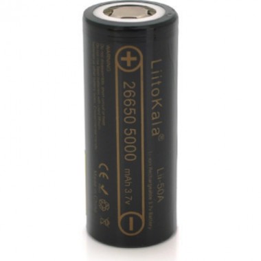 2шт, Аккумулятор 26650 5000mAh (5100-5500mAh) 25A, 3.7V (2.5-4.2V), Black, 2шт в уп., ціна за 1шт Liitokala (Lii-50A / 23383)