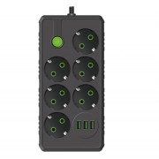 Подовжувач UA Power F17U 3USB на 6 розеток, 4 м, чорний