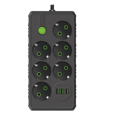 Подовжувач UA Power F17U 3USB на 6 розеток, 4 м, чорний