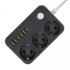 Сетевой фильтр питания ColorWay CW-CHЕ36B, 3 розетки/6USB Black 1.8M (CW-CHE36B)