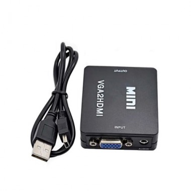 Конвертер VGA - HDMI, видео, аудио, 1080p, черный