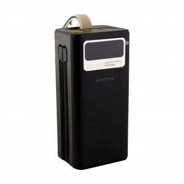 УМБ портативное зарядное Power Bank BOROFONE DBT35A 40000mAh со встроенными кабелями, черное