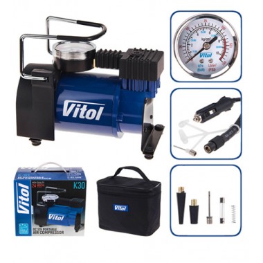 Компрессор VITOL K-30 150psi/14Amp/37л/прикуриватель Компрессор VITOL K-30 150psi/14Amp/37л/прикуриватель