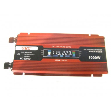 Перетворювач авто інвертор UKC 12V-220V 1000W LCD KC-1000D