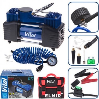 Компрессор VITOL K-72 150psi/25Amp/90л/шл5м/клеммы/2цил